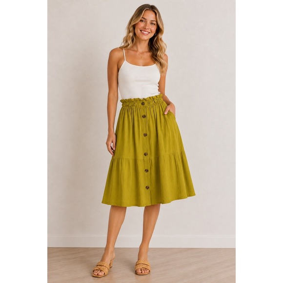 Tulip B Dresses & Skirts - Tulip B A-Line Skirt Women's XL Mustard Yellow Elastic Waist NWT Casual Wear